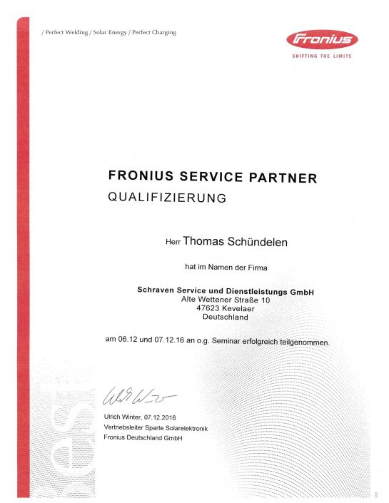 Fronius Zertifikat